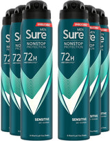 Men Nonstop Protection Sensitive Deodorant Body Spray Antiperspirant with a Clean Fragrance & Body Heat Activated Technology for 72 Hour Odour and Sweat Protection 250 Ml, Pack of 6