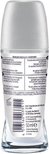Unperfumed Roll on Deodorant, 48 Hours plus Protection, Alcohol Free Womens Mens Deodorant, Anti-Perspirant, Vegan, Sustainable Glass Bottle, Fragrance Free, 50 Ml, Pack of 6