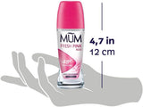 Fresh Pink Rose Perfumed Roll on Deodorant, 48 Hours plus Protection, Alcohol Free Womens Deodorant, Anti-Perspirant, Vegan, Sustainable Glass Bottle, Rose Fragrance, 50 Ml, Pack of 6