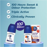 Men | Fragrance-Free Anti-Perspirant Roll on 50Ml | 100-Hour Protection against Excessive Sweating | Fights Odour | Triple Active Formula | Clinically Proven | Male