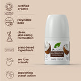 Dr Organic Coconut Oil Deodorant, Aluminium Free, Mens, Womens, Natural, Vegan, Cruelty-Free, Paraben & Sls-Free, Organic, 50Ml, Packaging May Vary