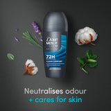 Dove Men+Care Advanced Clean Comfort Anti-Perspirant Roll on Deodorant with Anti-Odour Technology & ¼ Moisturising Cream for 72 Hour Protection against Sweat and Odour 50 Ml