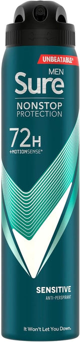 Men Nonstop Protection Sensitive Deodorant Body Spray Antiperspirant with a Clean Fragrance & Body Heat Activated Technology for 72 Hour Odour and Sweat Protection 250 Ml, Pack of 6