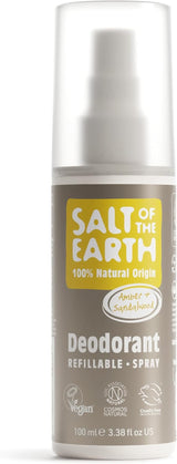 - Refillable Natural Deodorant Spray - 100% Natural Origin Ingredients - Amber & Sandalwood - Suitable for Women, Men & Kids - Vegan - Smart Refillable Format - 100 Ml
