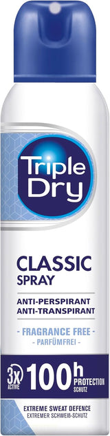Classic Anti-Perspirant Spray 150Ml | Unfragrance-Free | Clinically Proven | Unisex | 100-Hour Protection against Excessive Sweating | Fights Odour | Triple Active Formula