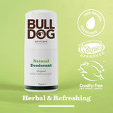 Bulldog Skincare Original Men'S Deodorant Stick, Herbal Aromatic Scent, Natural Deodorant for Men, 75Ml