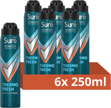 Men Nonstop Protection Thermo Fresh Anti-Perspirant Aerosol Men'S Deodorant Spray with Body Heat Activated Technology and a Clean Fragrance for 72 Hour Odour and Sweat Protection 6X 250 Ml