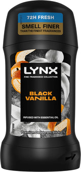 Fine Fragrance Collection Black Vanilla Premium Deodorant Stick Men'S Deodorant with a Vanilla, Orange & Sandalwood Fragrance for 72 Hour Odour Protection 50 Ml