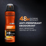 L’Oréal Men Expert Thermic Resist XXL Anti-Perspirant Deodrant Spray with Clean Cool Fragrance, 48H Heat-Resistant Protection (Tested at 45°C), Ceramic Technology – 300Ml (Pack of 2)