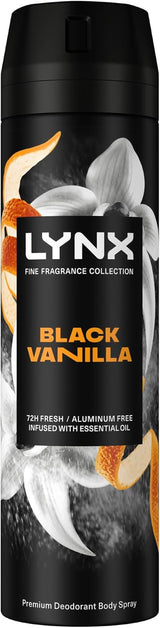 Fine Fragrance Collection Black Vanilla Premium Body Spray Men'S Deodorant Infused with Vanilla, Orange & Sandalwood Essential Oils for 72 Hours of Freshness 200 Ml