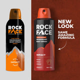 Rock Face Men'S Body Spray - Impact Fragrance Body Spray Deodorant for Men, 200Ml, Ginger & Amber Scent, Long Lasting, Multipack of 6