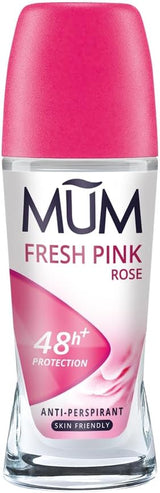 Fresh Pink Rose Perfumed Roll on Deodorant, 48 Hours plus Protection, Alcohol Free Womens Deodorant, Anti-Perspirant, Vegan, Sustainable Glass Bottle, Rose Fragrance, 50 Ml, Pack of 6