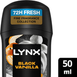 Fine Fragrance Collection Black Vanilla Premium Deodorant Stick Men'S Deodorant with a Vanilla, Orange & Sandalwood Fragrance for 72 Hour Odour Protection 50 Ml