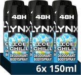 Ice Chill Aerosol Body Spray Men'S Deodorant Spray with an Iced Mint & Lemon Scent for 48 Hours of Odour-Busting, High Definition Fragrance 6X 150 Ml