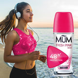 Fresh Pink Rose Perfumed Roll on Deodorant, 48 Hours plus Protection, Alcohol Free Womens Deodorant, Anti-Perspirant, Vegan, Sustainable Glass Bottle, Rose Fragrance, 50 Ml, Pack of 6