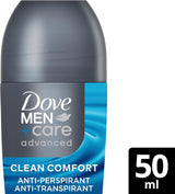 Dove Men+Care Advanced Clean Comfort Anti-Perspirant Roll on Deodorant with Anti-Odour Technology & ¼ Moisturising Cream for 72 Hour Protection against Sweat and Odour 50 Ml