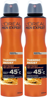 L’Oréal Men Expert Thermic Resist XXL Anti-Perspirant Deodrant Spray with Clean Cool Fragrance, 48H Heat-Resistant Protection (Tested at 45°C), Ceramic Technology – 300Ml (Pack of 2)