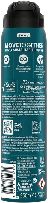 Men Nonstop Protection Sensitive Deodorant Body Spray Antiperspirant with a Clean Fragrance & Body Heat Activated Technology for 72 Hour Odour and Sweat Protection 250 Ml, Pack of 6
