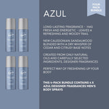 4 Pack Assorted Bundle Men'S Body Spray Deodorant Cans - Azul - Lite Blu - One Billion - Ventus - Instant Freshness on the Go - Long Lasting Smell - Great Male Gift Sets - 150Ml