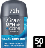 Dove Men+Care Advanced Clean Comfort Anti-Perspirant Stick Men'S Deodorant with Anti-Odour Technology and a Lemon & Cedarwood Scent for 72 Hour Sweat and Anti-Bacterial Odour Protection 50 Ml