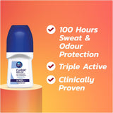 Classic Fragrance Anti-Perspirant Roll on | 100-Hour Protection against Excessive Sweating | Fights Odour | Triple Active Formula | Classic Fragrance | Clinically Proven | Unisex