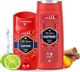 Mens Deodorant Stick and Shower Gel for Men, Captain, Aluminium Free, 48H Long Lasting Scent VALUE PACK 85Ml + 675Ml