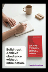 Person writing in a notebook with a book titled 'The Trust Effect' on a white surface.