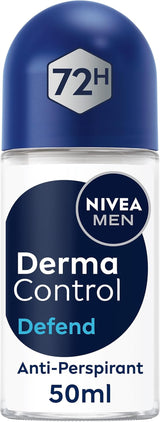 MEN Derma Control Defend Roll on (50Ml), Anti-Perspirant Roll on for Defence against Odour and Staining, 72H Protection Deodorant for Sensitive Skin