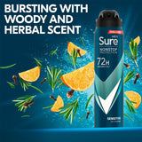 Men Nonstop Protection Sensitive Deodorant Body Spray Antiperspirant with a Clean Fragrance & Body Heat Activated Technology for 72 Hour Odour and Sweat Protection 250 Ml, Pack of 6