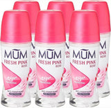 Fresh Pink Rose Perfumed Roll on Deodorant, 48 Hours plus Protection, Alcohol Free Womens Deodorant, Anti-Perspirant, Vegan, Sustainable Glass Bottle, Rose Fragrance, 50 Ml, Pack of 6