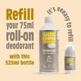 - Natural Deodorant Roll on Refill - X7 Uses - Amber & Sandalwood - 100% Natural Origin Ingredients - Vegan - Suitable for Men, Women & Children - 525Ml
