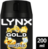 Gold Aerosol Body Spray Men'S Deodorant Spray with an Oud Wood & Fresh Vanilla Scent for 48 Hours of Odour Busting, High Defnition Fragrance 6X 200 Ml