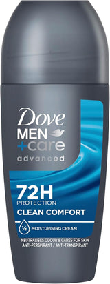 Dove Men+Care Advanced Clean Comfort Anti-Perspirant Roll on Deodorant with Anti-Odour Technology & ¼ Moisturising Cream for 72 Hour Protection against Sweat and Odour 50 Ml